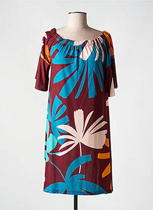 Robe courte manches courtes manches courtes rouge JUSTMINE femme