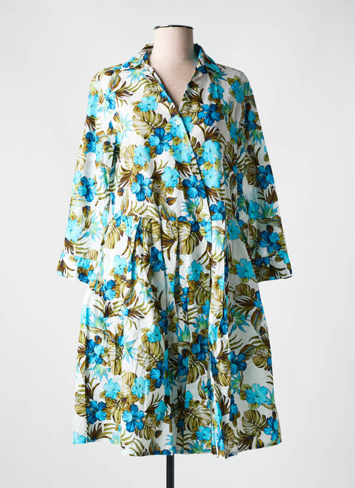 Robe mi-longue coupe évasée manches longues bleu 0039 ITALY femme