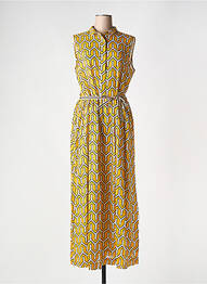 Robe longue imprimé fantaisie sans manche jaune NIU femme