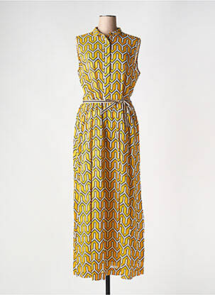 Robe longue imprimé fantaisie sans manche jaune NIU femme