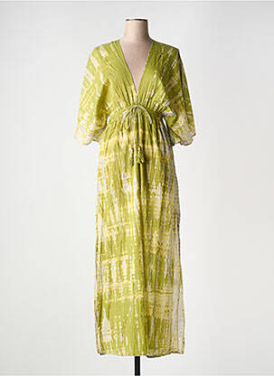 Robe longue manches courtes manches courtes vert ZEN ETHIC femme