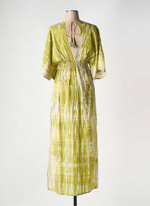 Robe longue manches courtes manches courtes vert ZEN ETHIC femme