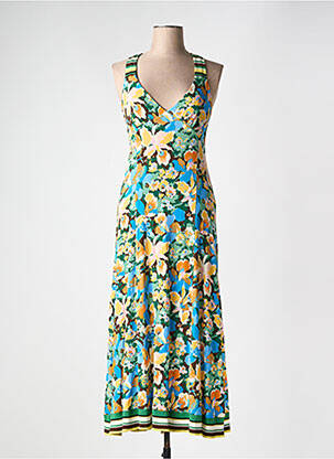 Robe longue imprimé fleurs fines bretelles vert MISSONI femme
