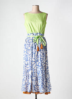 Robe mi-longue imprimé fantaisie sans manche bleu NIU femme