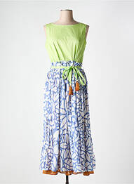 Robe mi-longue imprimé fantaisie sans manche bleu NIU femme