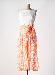 Robe mi-longue imprimé fantaisie sans manche orange NIU femme