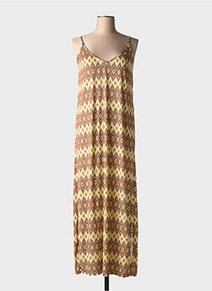 Robe de plage fines bretelles marron GENIUS femme