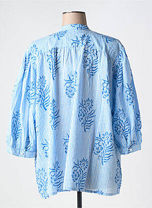 Chemisier tissage popeline manches 3/4 bleu ZEN ETHIC femme