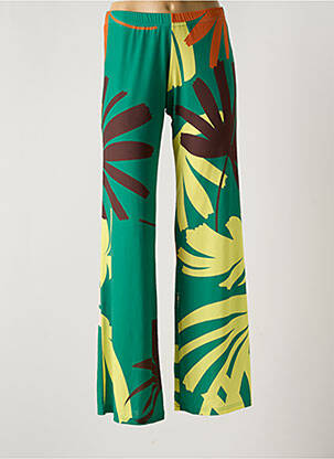 Pantalon flare taille élastique vert JUSTMINE femme