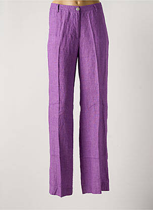Pantalon droit fermeture zippée sous rabat boutonné violet NICE THINGS femme