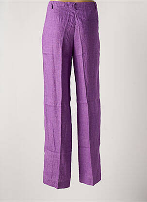 Pantalon droit fermeture zippée sous rabat boutonné violet NICE THINGS femme