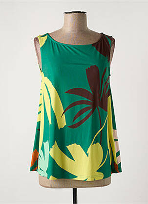 Top imprimé fantaisie sans manche vert JUSTMINE femme