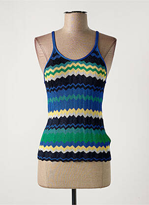 Top imprimé fantaisie fines bretelles bleu MALIPARMI femme