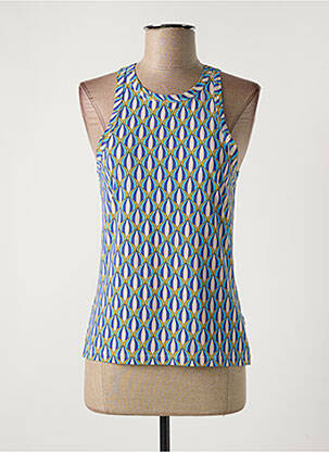 Top imprimé fantaisie sans manche bleu MALIPARMI femme