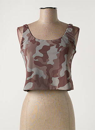 Top imprimé fantaisie manches longues marron AHIMARIA femme