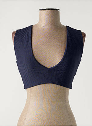 Top coupe cintrée sans manche bleu MAAJI femme