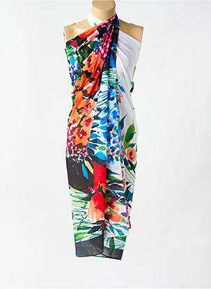 Paréo imprimé fleurs bleu ROIDAL femme