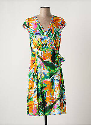 Robe mi-longue manches courtes manches courtes vert OLIVIER PHILIPS femme
