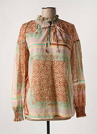 Blouse légère et transparente manches longues marron CALIBAN femme