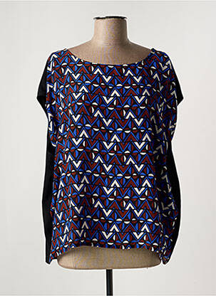 Blouse imprimé fantaisie manches courtes bleu MAX MARA femme