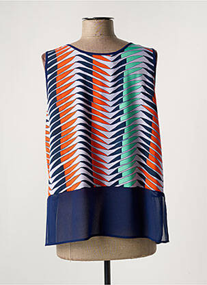 Top imprimé fantaisie sans manche bleu BLEU BLANC ROUGE femme