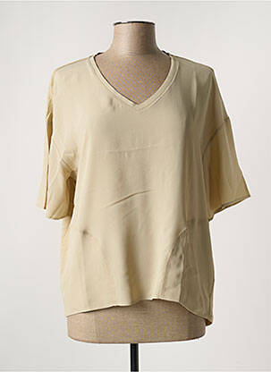 Blouse tissage popeline manches courtes beige LUISA CERANO femme