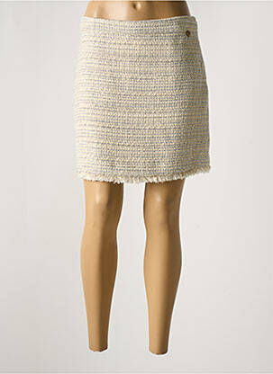 Jupe courte tissage tweed beige TWINSET femme