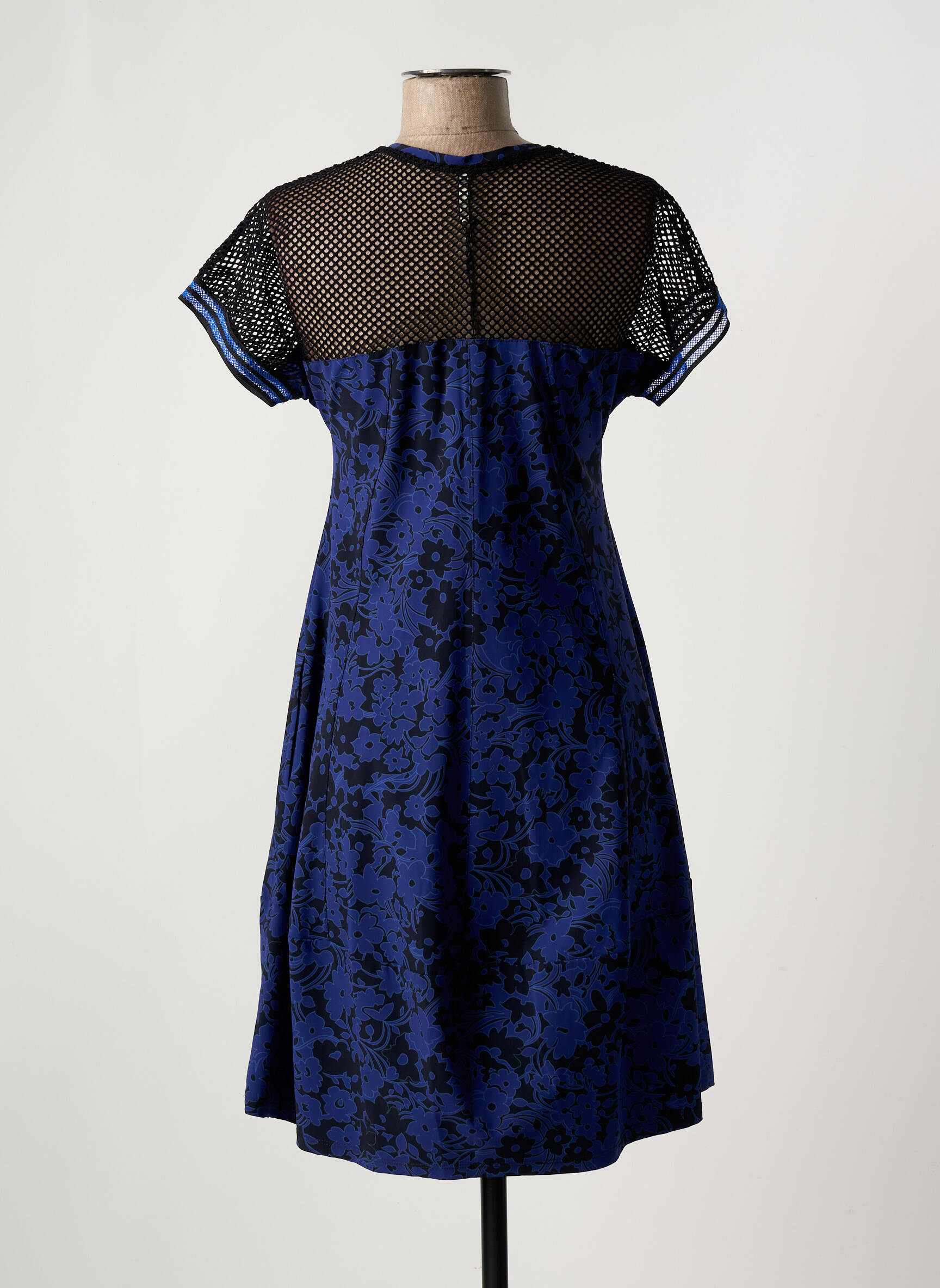 Robe mi-longue imprimé fleurs manches courtes bleu INDIES femme