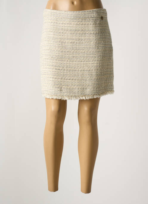 Jupe courte tissage tweed beige TWINSET femme