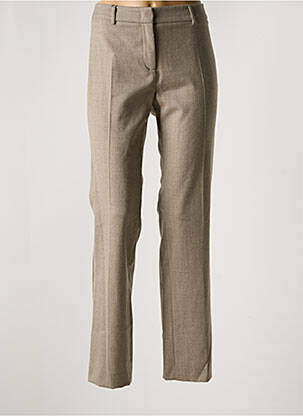 Pantalon droit fermeture zippée sous rabat avec crochet taille normale beige MAX MARA femme