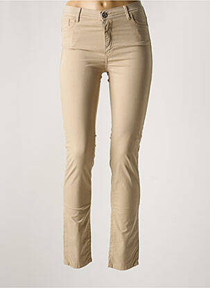 Pantalon slim tissage popeline taille normale beige TRUSSARDI JEANS femme