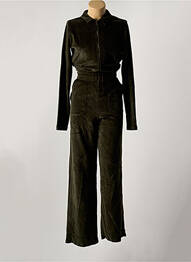 Combi-pantalon col chemisier manches longues vert MAJESTIC FILATURES femme