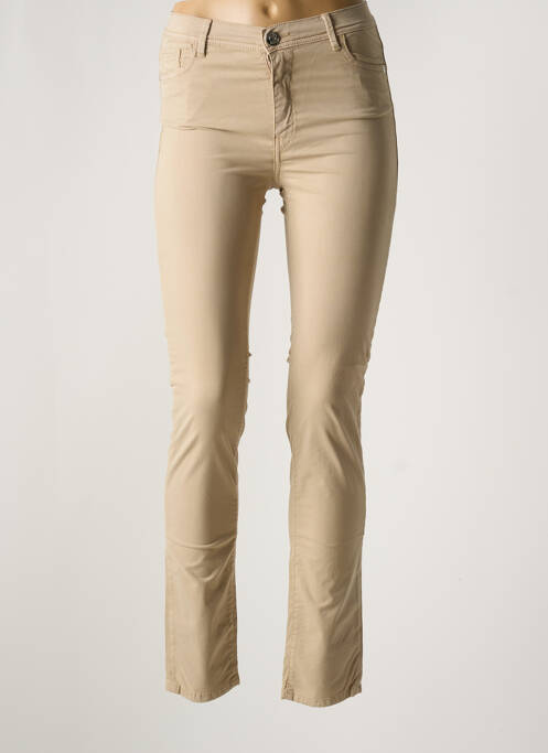 Pantalon slim tissage popeline taille normale beige TRUSSARDI JEANS femme