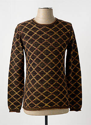 Pull col rond manches longues orange LUCKY LIFE homme