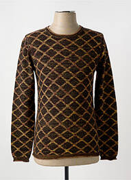 Pull col rond manches longues orange LUCKY LIFE homme
