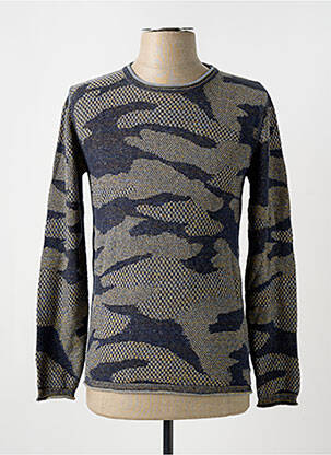 Pull col rond manches longues bleu LUCKY LIFE homme