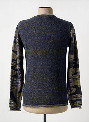 Pull col rond manches longues bleu LUCKY LIFE homme