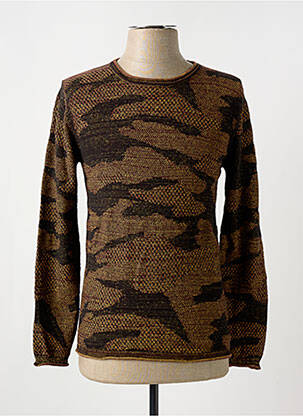 Pull col rond manches longues orange LUCKY LIFE homme