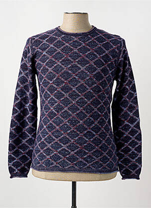 Pull col rond manches longues violet LUCKY LIFE homme