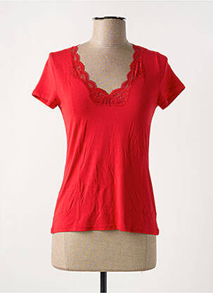 T-shirt col v manches courtes rouge ANTIGEL femme