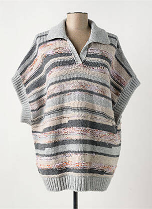 Pull col v manches courtes gris CHIARA FIORINI femme