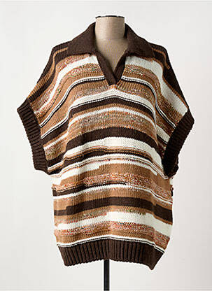 Pull col v manches courtes marron CHIARA FIORINI femme