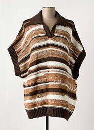 Pull col v manches courtes marron CHIARA FIORINI femme