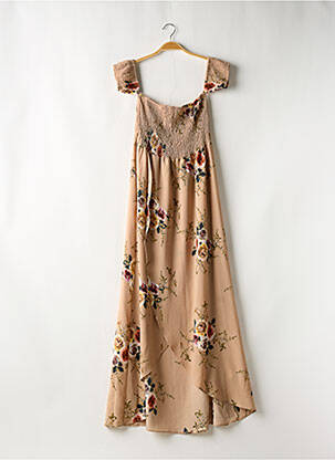 Robe longue manches courtes manches courtes beige SANS MARQUE femme