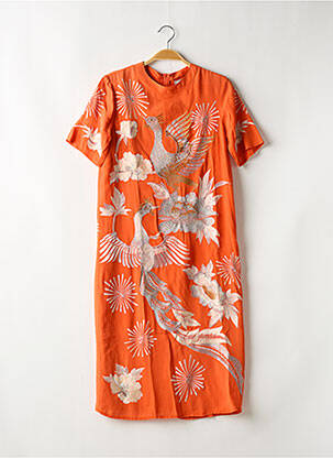 Robe mi-longue imprimé fleurs manches courtes orange ASOS femme