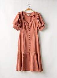 Robe mi-longue tissage crêpe manches courtes rose GAÂLA femme