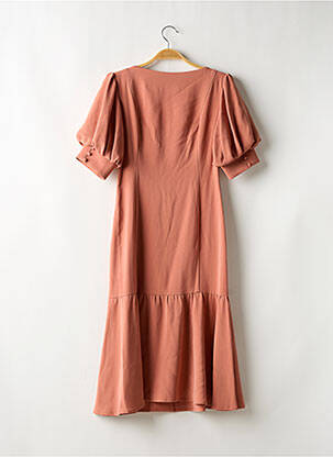 Robe mi-longue tissage crêpe manches courtes rose GAÂLA femme