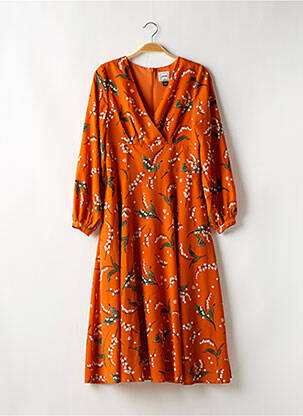 Robe mi-longue orange JOANIE pour femme