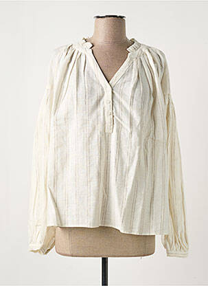 Blouse poignets boutonnés avec fente manches longues beige MOS MOSH femme