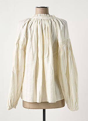 Blouse poignets boutonnés avec fente manches longues beige MOS MOSH femme